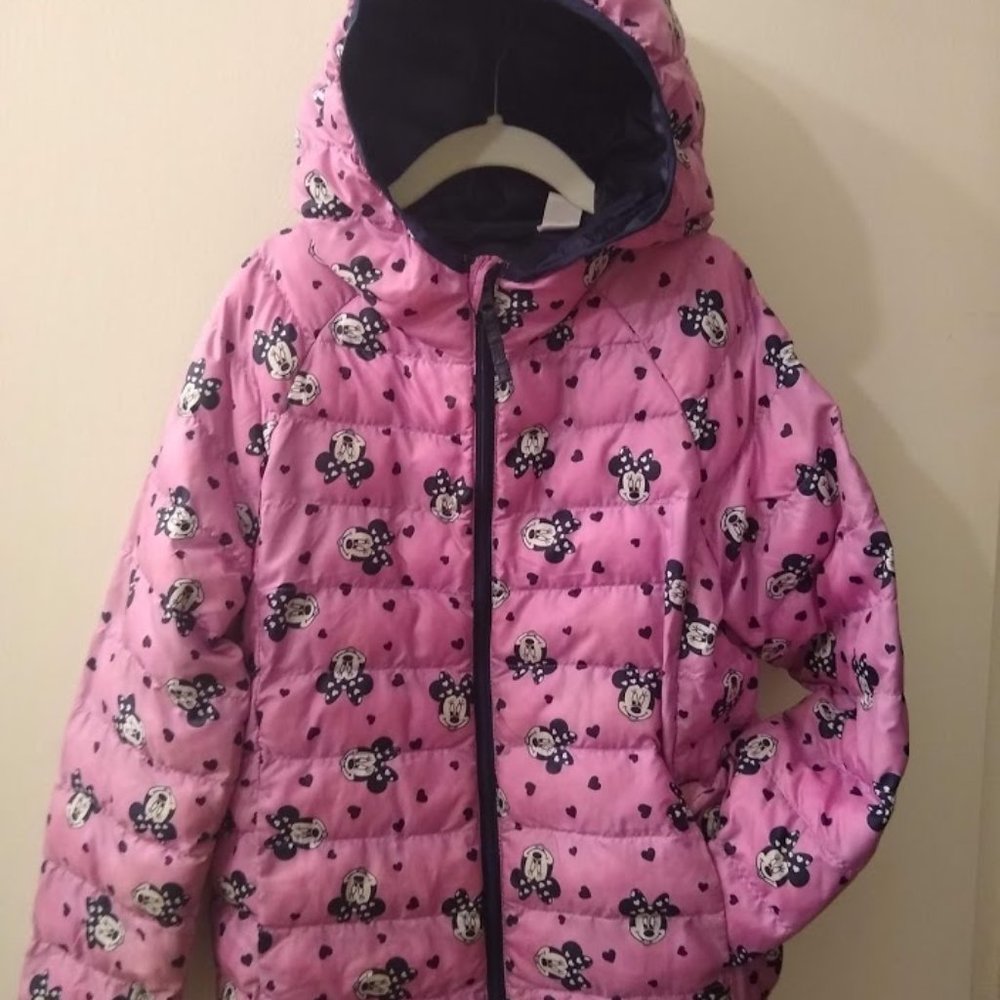 Disney Uniqlo Minnie Mouse puffer w hood,  sz 7/8